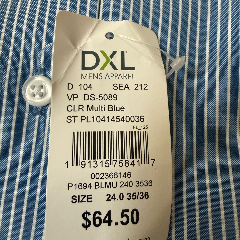 DXL Size 6 Blue Striped Men's Shirt - Picture 11 of 15